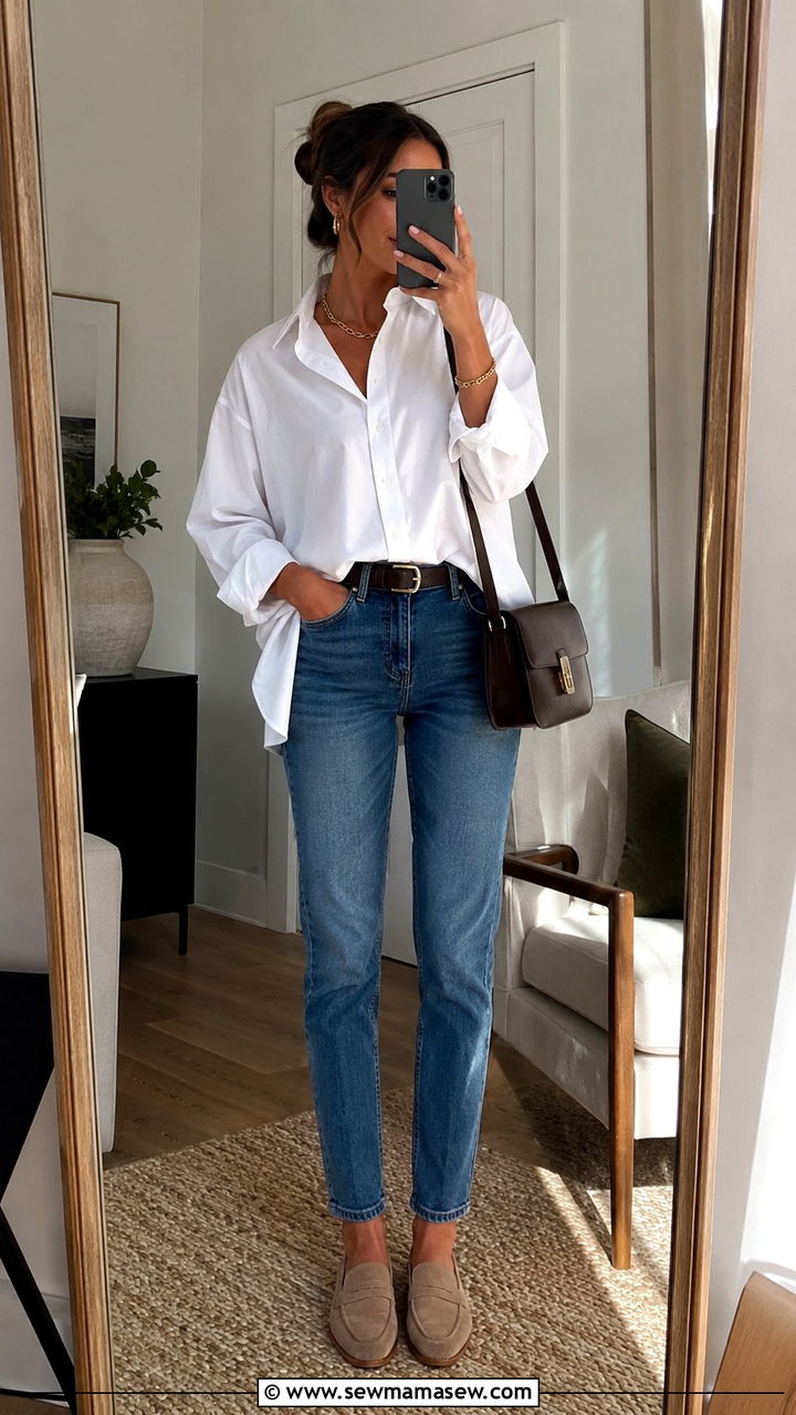 Oversized Oxford Shirt With Slim Jeans Outfit - 30 casual outfits to copy