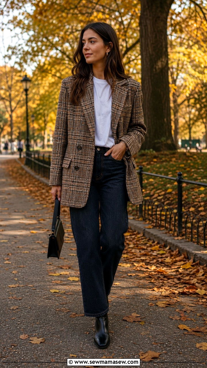 Oversized Plaid Blazer With Jeans - 30 How to style an oversized blazer