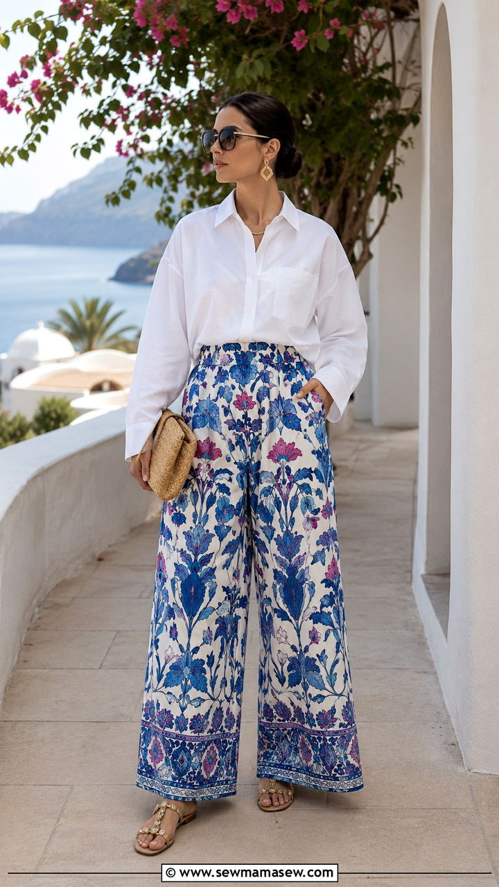 Oversized Poplin Shirt With Palazzo Pants - 30 Modest outfit ideas with oversized shirt