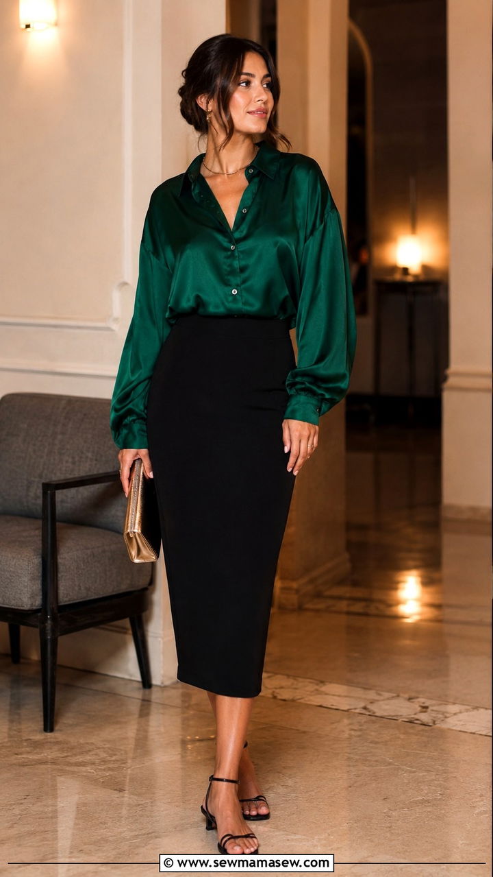 Oversized Shirt With A Midi Pencil Skirt - 30 Modest outfit ideas with oversized shirt