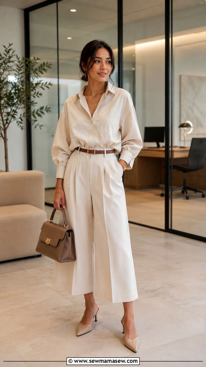 Oversized Shirt With Culottes - 30 Modest outfit ideas with oversized shirt