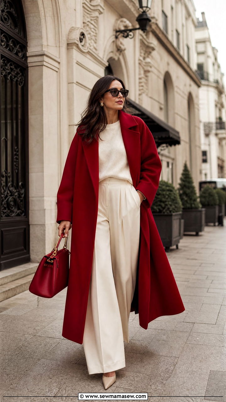 Oversized Statement Coat with Monochrome Base Outfit - 35 maximalist outfits aesthetic
