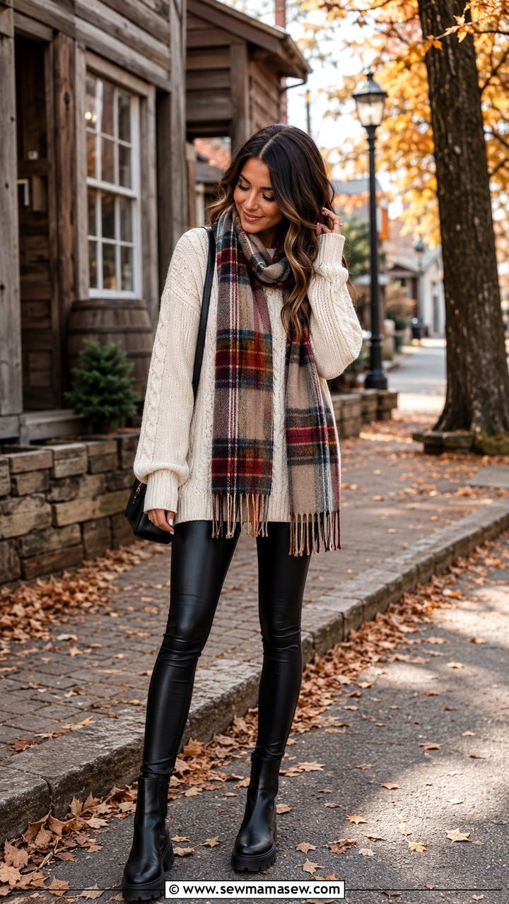 Oversized Sweater And Leather Leggings - 25 7 day travel capsule outfits