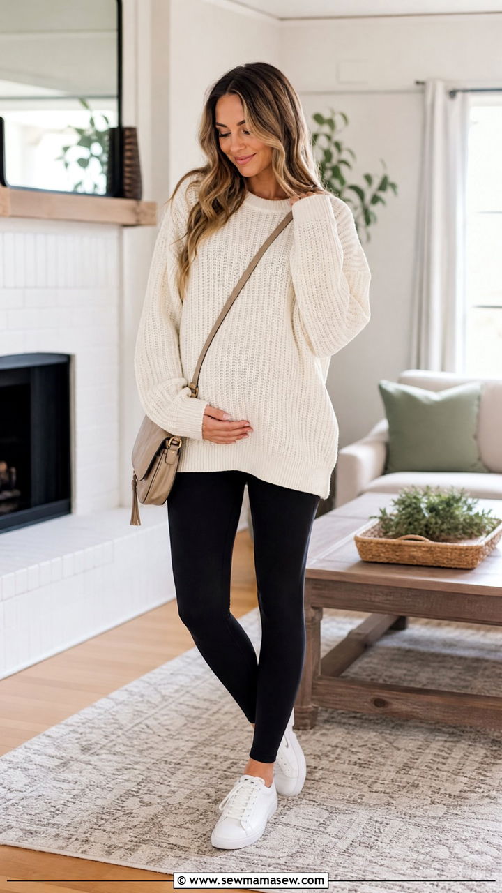 Oversized Sweater And Leggings First Trimester Outfit - 25 First trimester outfit ideas