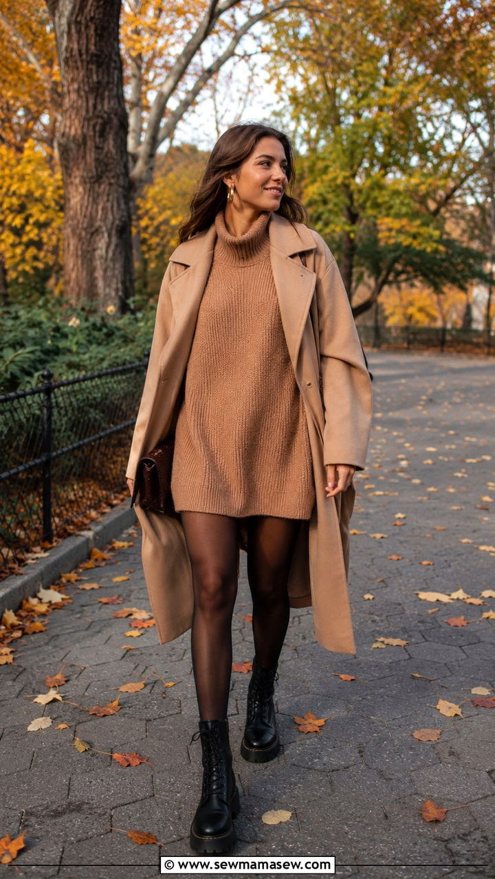 Oversized Sweater Dress And Combat Boots - 25 birthday outfits aesthetic