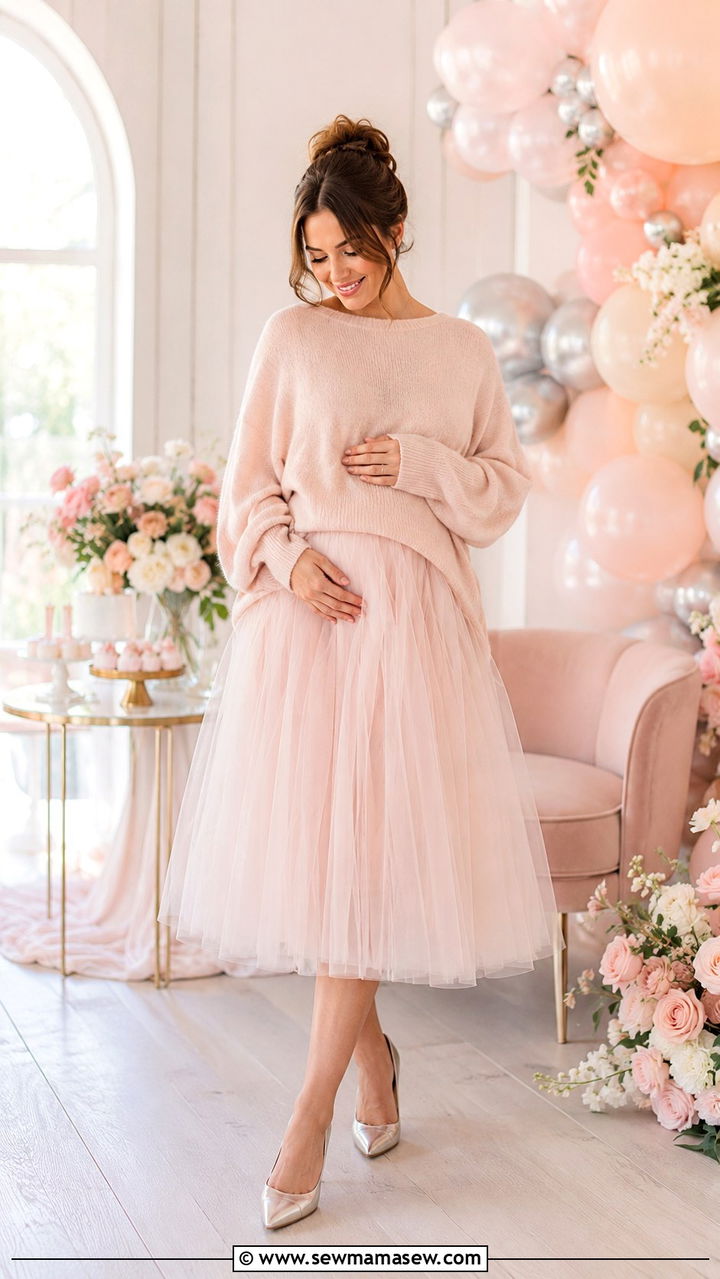 Oversized Sweater With A Tulle Midi Skirt And Metallic Heels - 30 How to style an oversized sweater