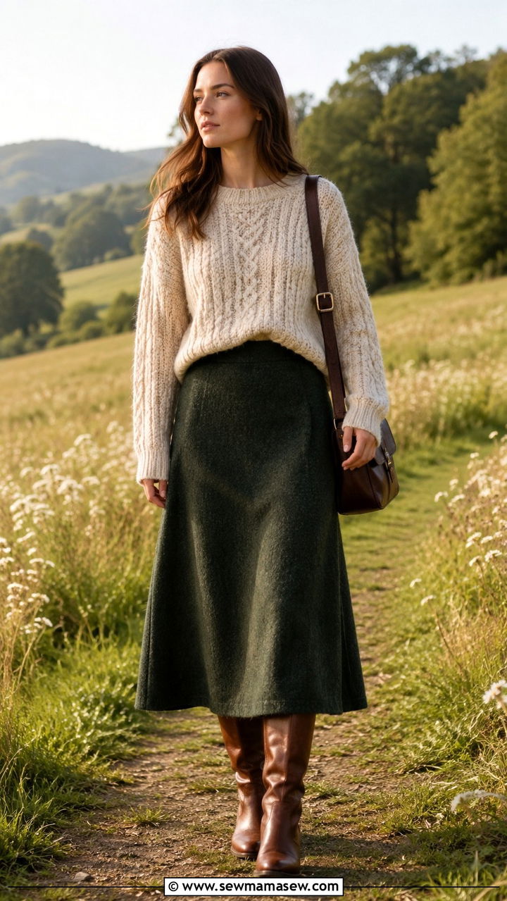 Oversized Sweater With A Wool Midi Skirt And Riding Boots - 30 How to style an oversized sweater