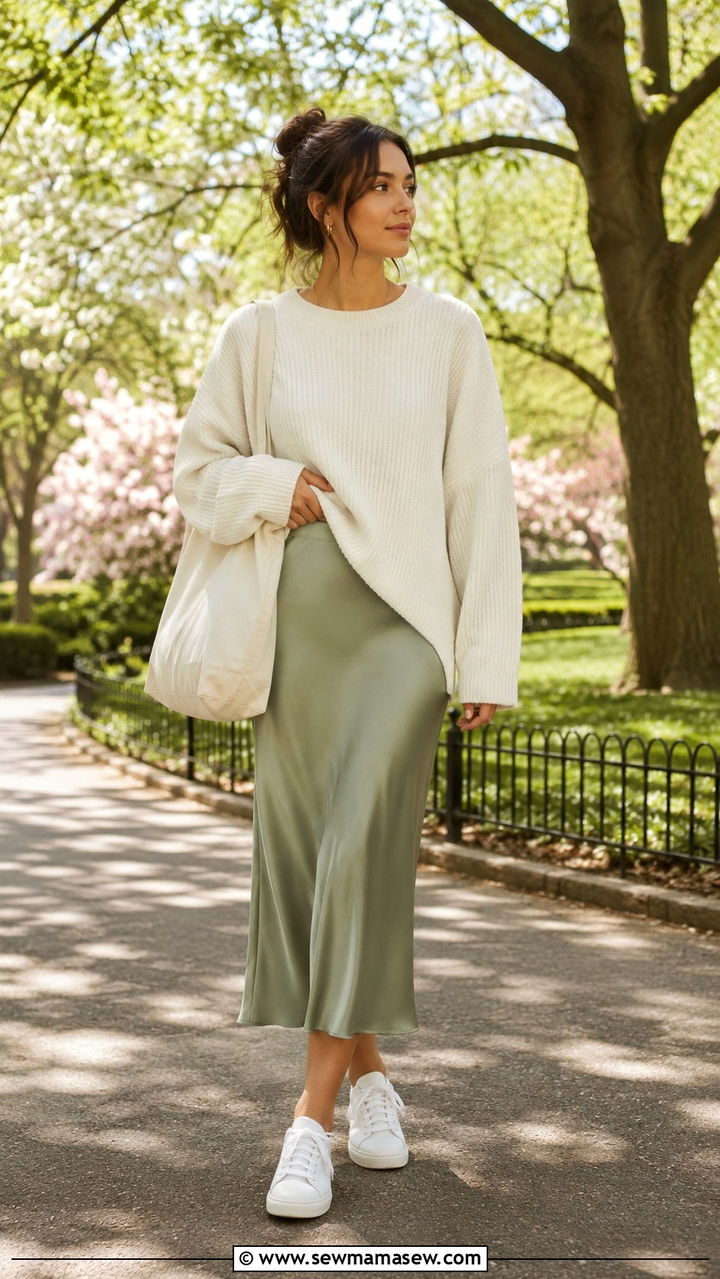 Oversized Sweater With Canvas Tote Bag Spring Outfit - 30 spring outfits with tote bag