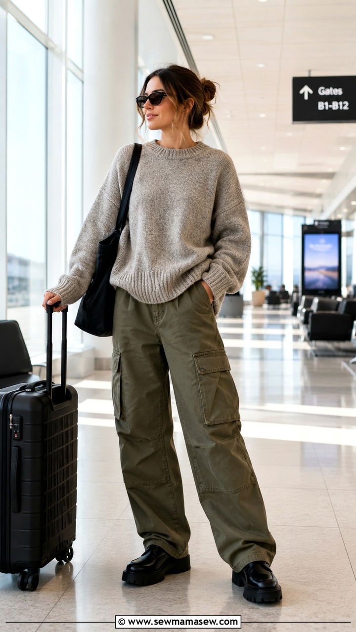 Oversized Sweater With Cargo Pants And Chunky Loafers - 30 How to style an oversized sweater