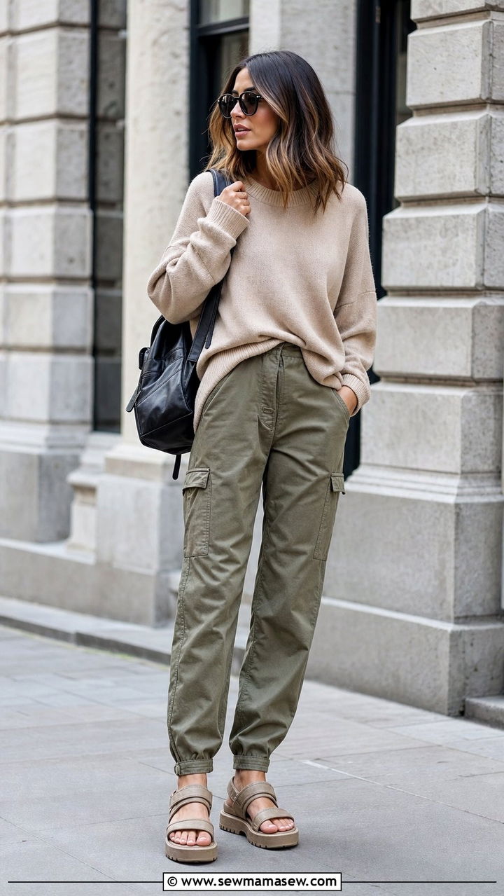Oversized Sweater With Cargo Pants - 25 Summer outfits with oversized sweater