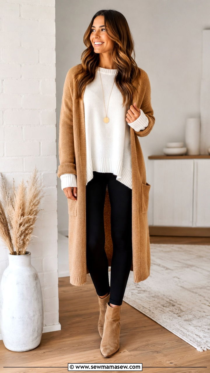 Oversized Sweater With Leggings And A Long Cardigan - 30 Oversized sweater with leggings outfit ideas