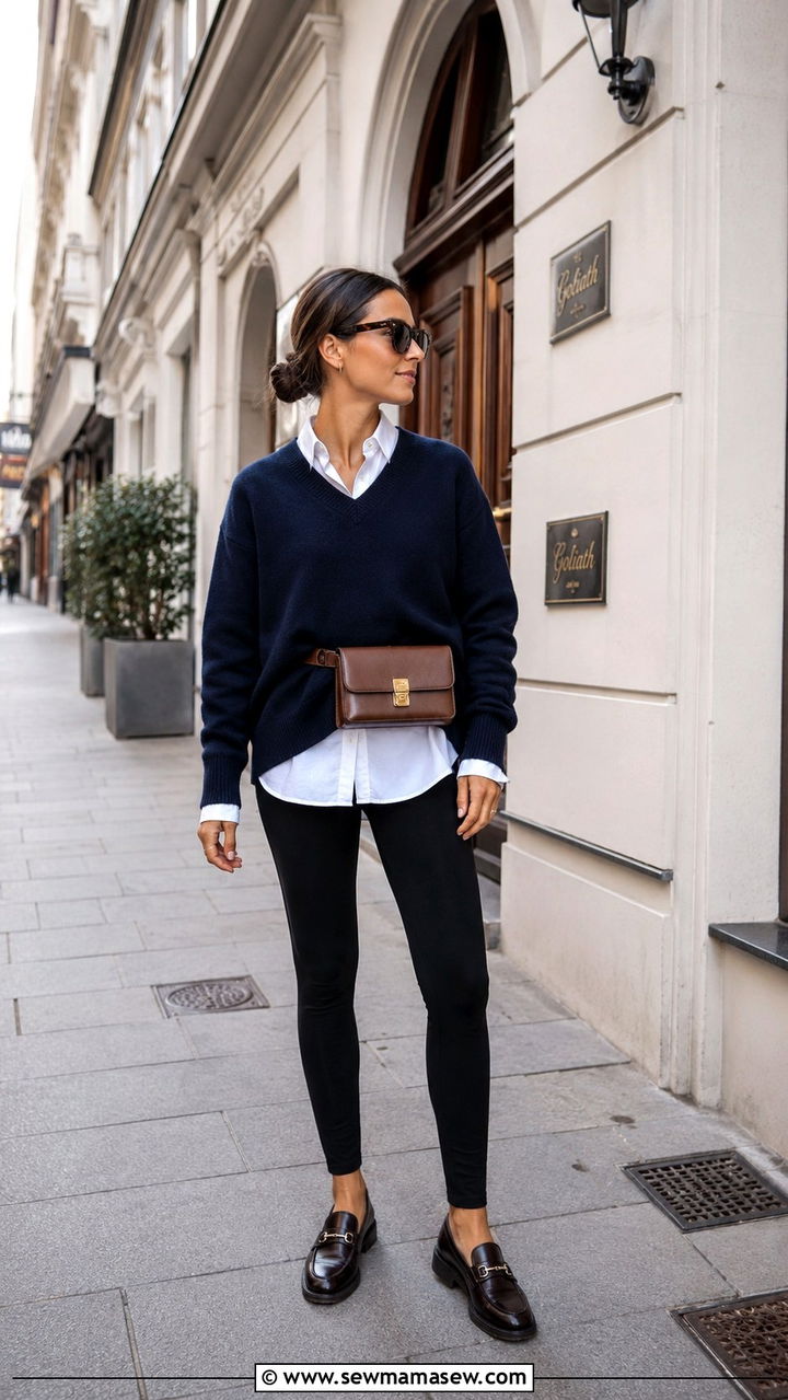 Oversized Sweater With Leggings And Loafers - 30 Oversized sweater with leggings outfit ideas