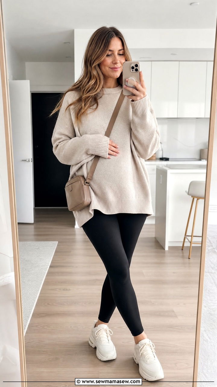 Oversized Sweater With Leggings First Trimester - 25 First trimester mom outfit ideas
