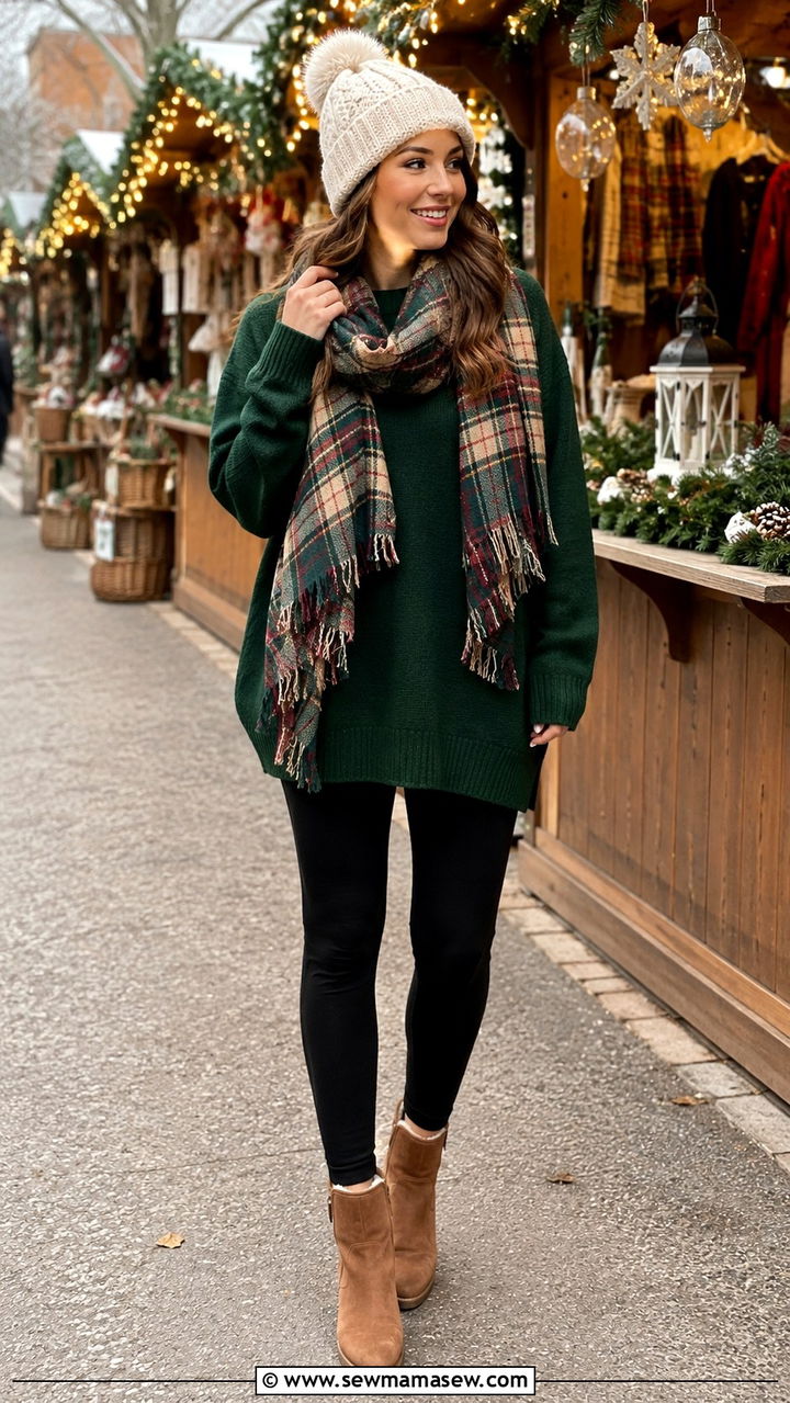 Oversized Sweater With Leggings Scarf And Beanie - 30 Oversized sweater with leggings outfit ideas