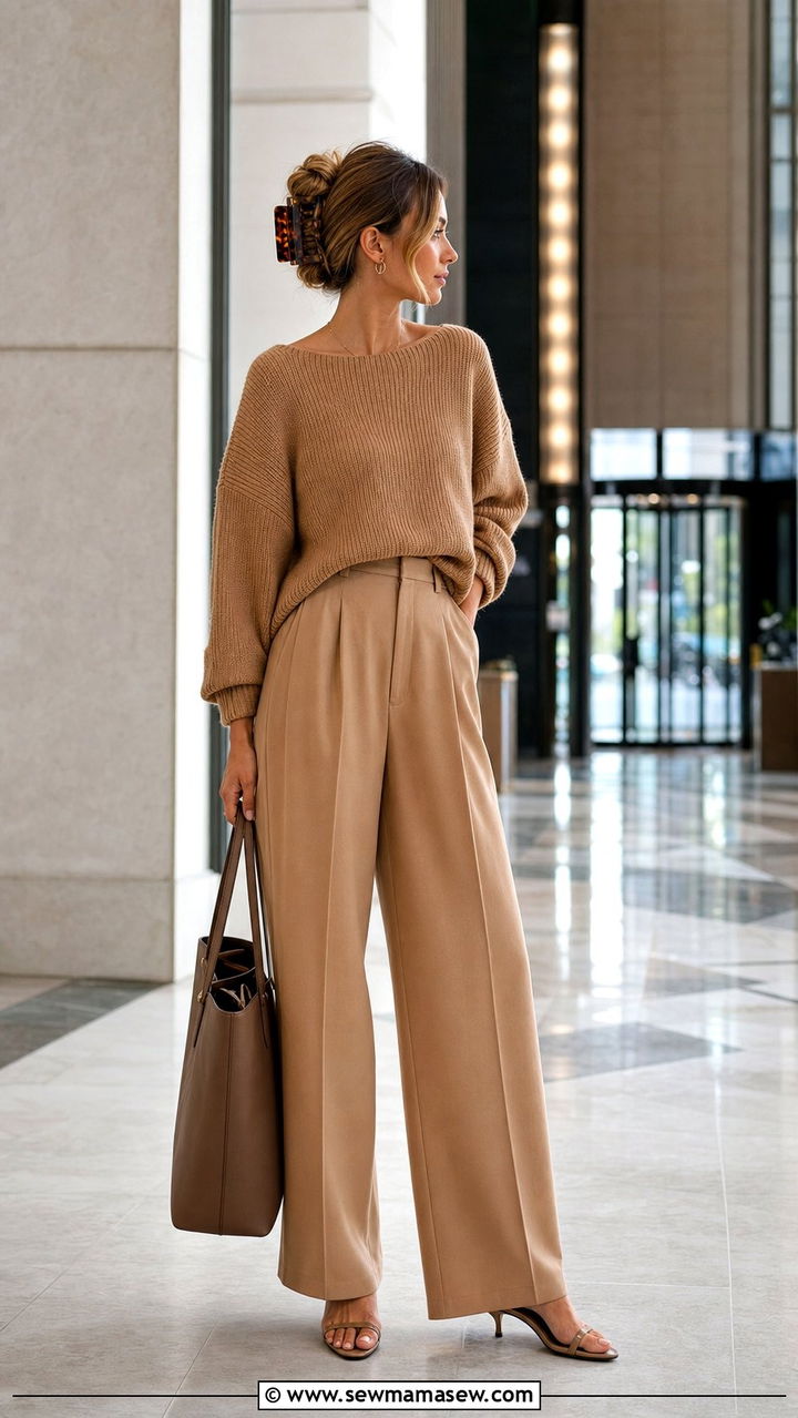Oversized Sweater With Wide Leg Trousers - 25 Summer outfits with oversized sweater