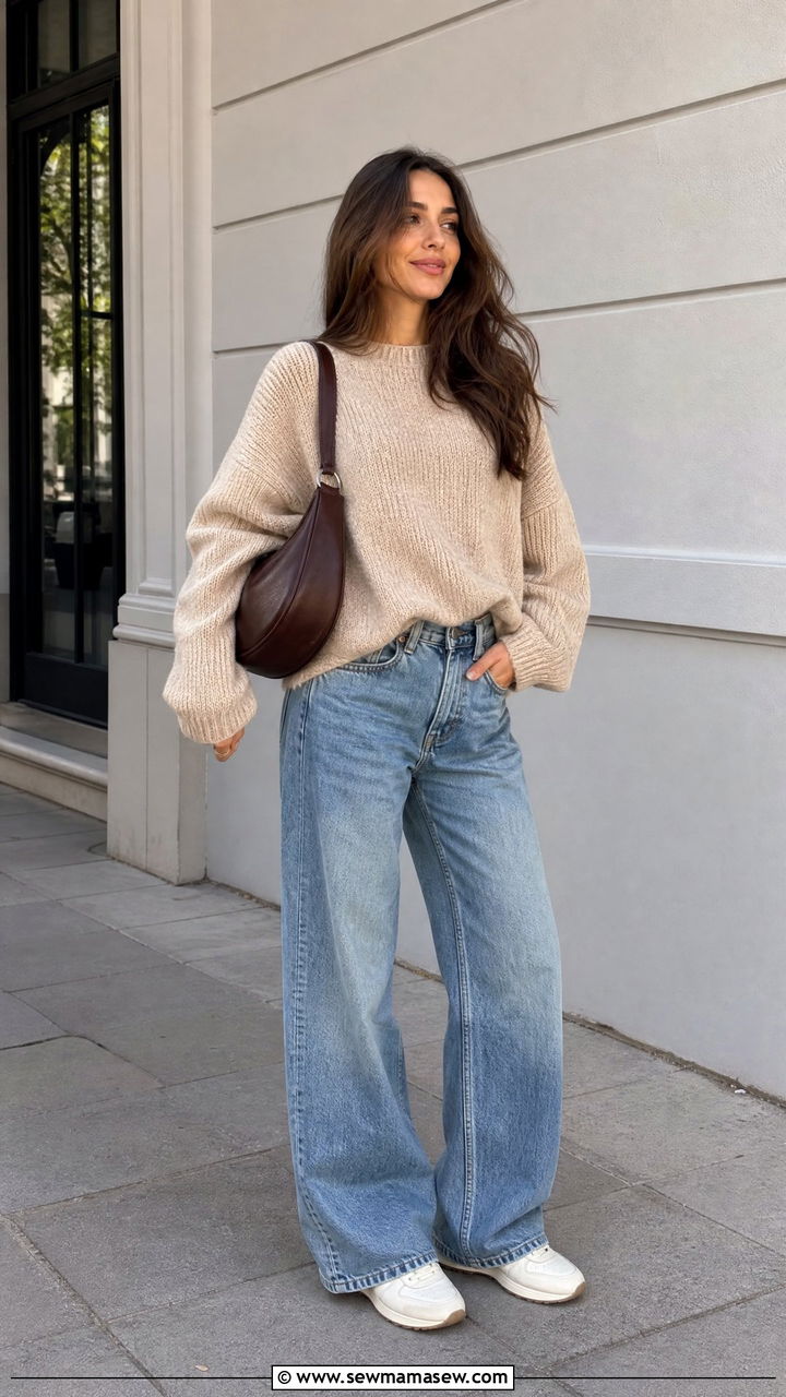 Oversized Sweater and Baggy Jeans - 25 casual aesthetic outfits