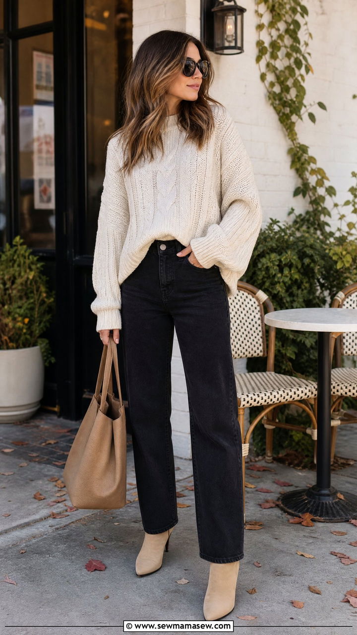 Oversized Sweater and Black Jeans Outfit - 25 How to style black jeans