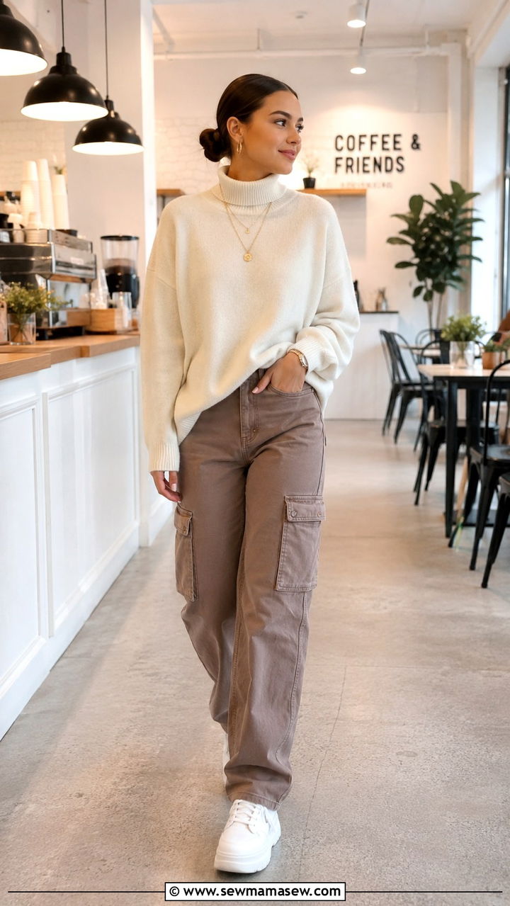 Oversized Sweater and Cargo Jeans Outfit - 30 Trendy outfits for 14 year olds