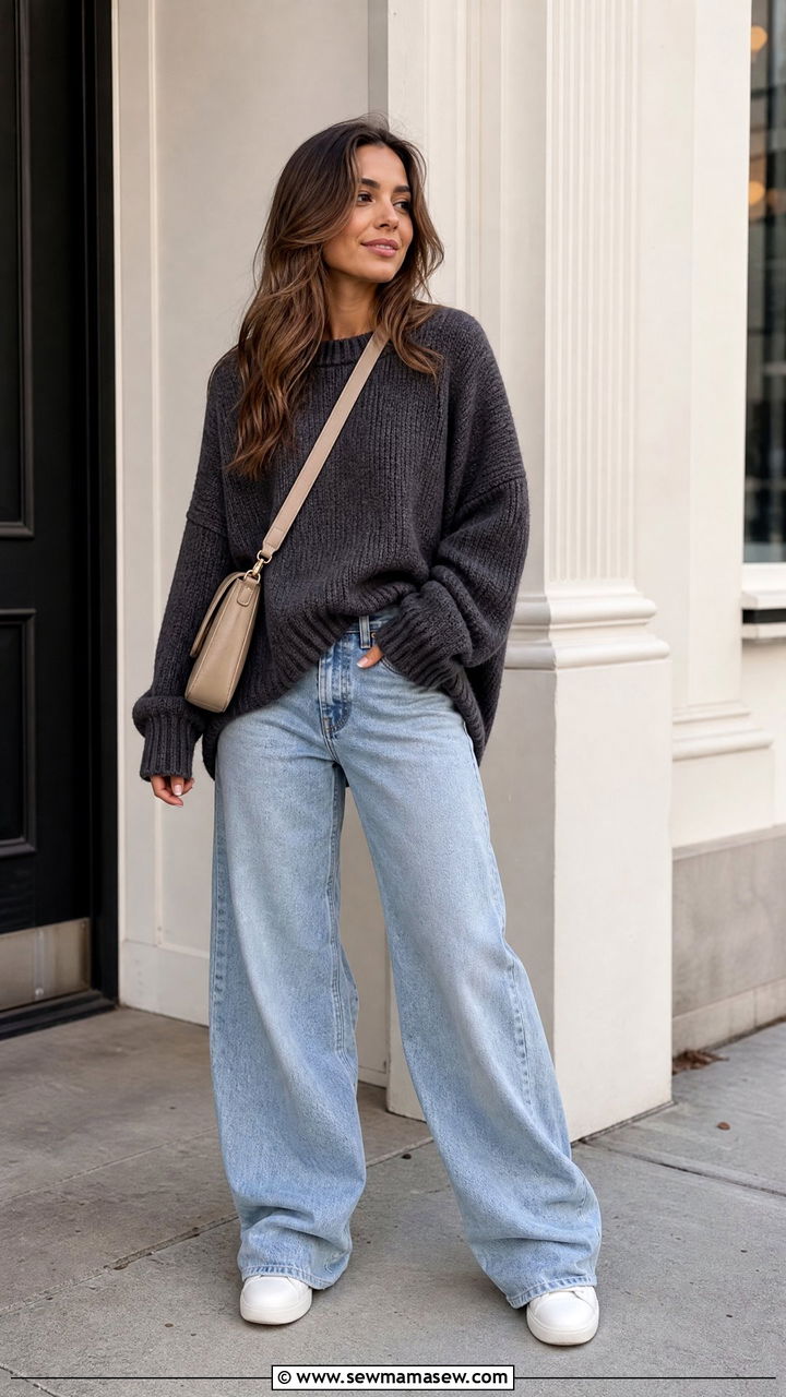 Oversized Sweater and Jeans Outfit - 25 jeans outfits inspo