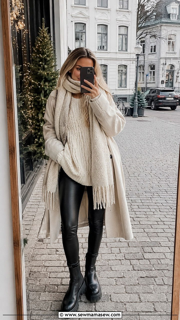 Oversized Sweater and Leather Leggings Outfit - 30 Outfit ideas for millennial women