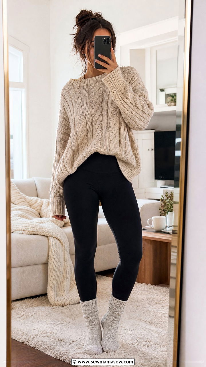 Oversized Sweater and Leggings - 25 Cozy sick day outfit ideas