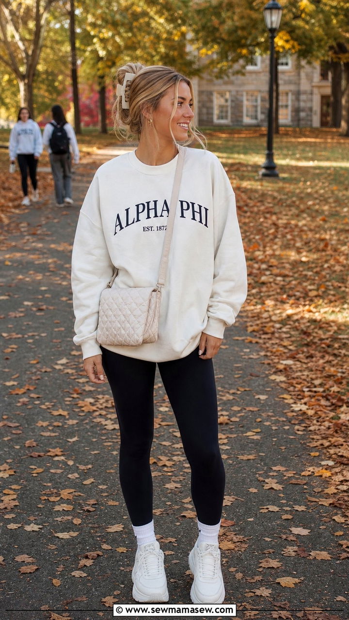 Oversized Sweater and Leggings - 25 Sorority mixer outfit ideas casual