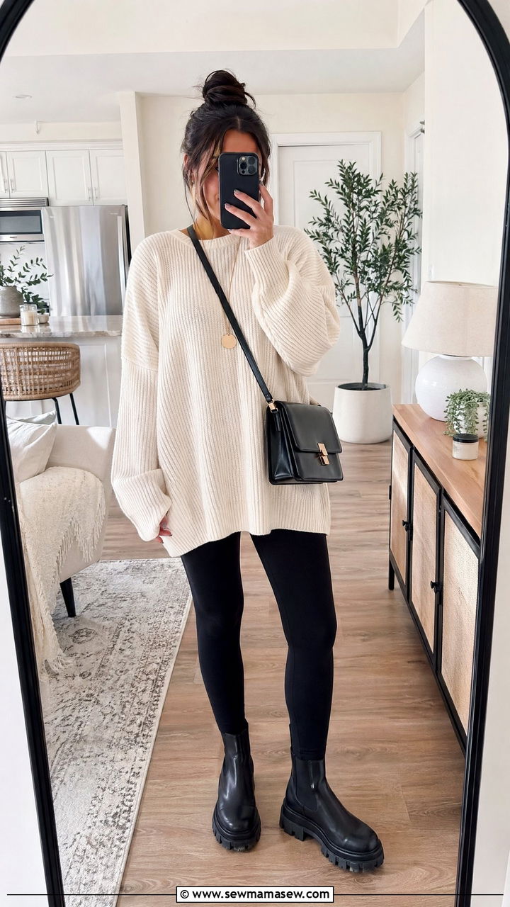 Oversized Sweater and Leggings Outfit - 35 easy outfit ideas for women