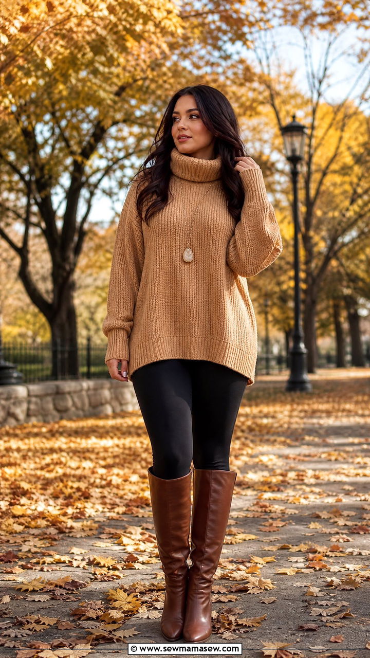 Oversized Sweater and Leggings for Pear Shape - 25 casual outfits for pear shaped body