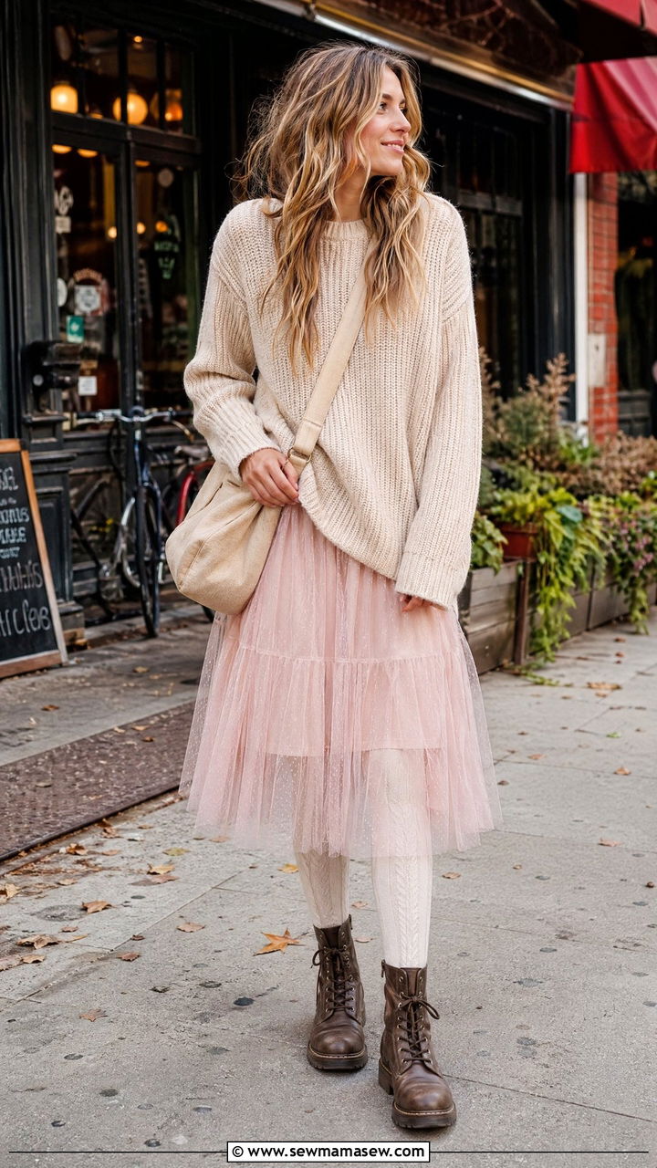 Oversized Sweater and Tulle Skirt Fairy Outfit - 35 Fairycore outfit ideas