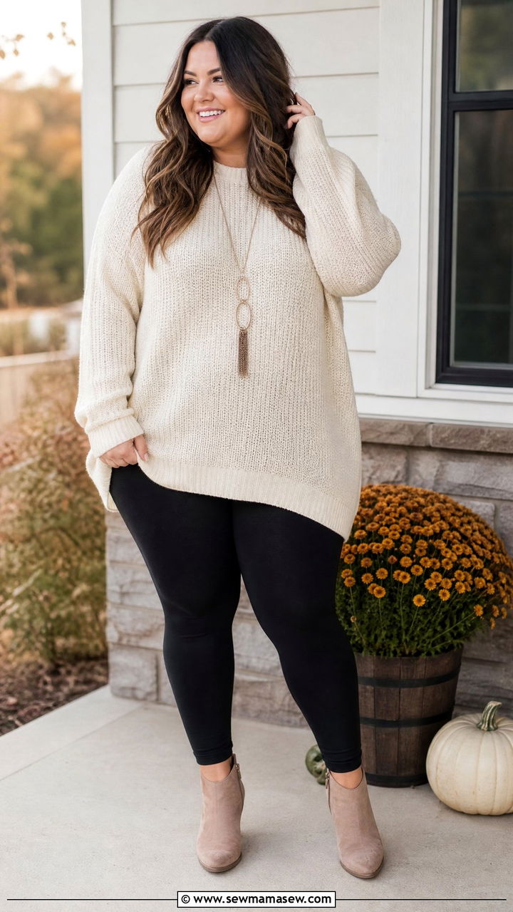 Oversized Sweater with Leggings - 30 Cute outfits for plus size