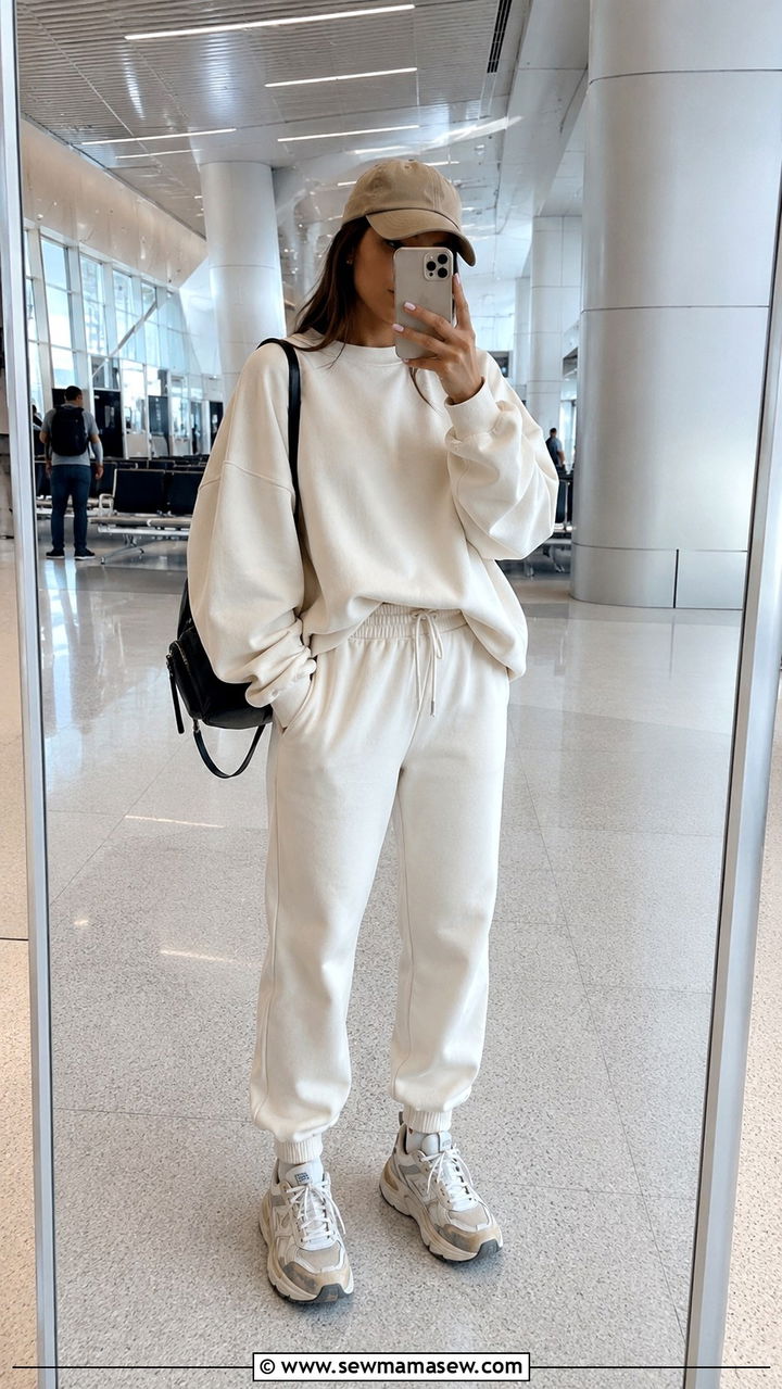 Oversized Sweatshirt With Joggers Airport Outfit - 25 Airport outfit ideas with joggers