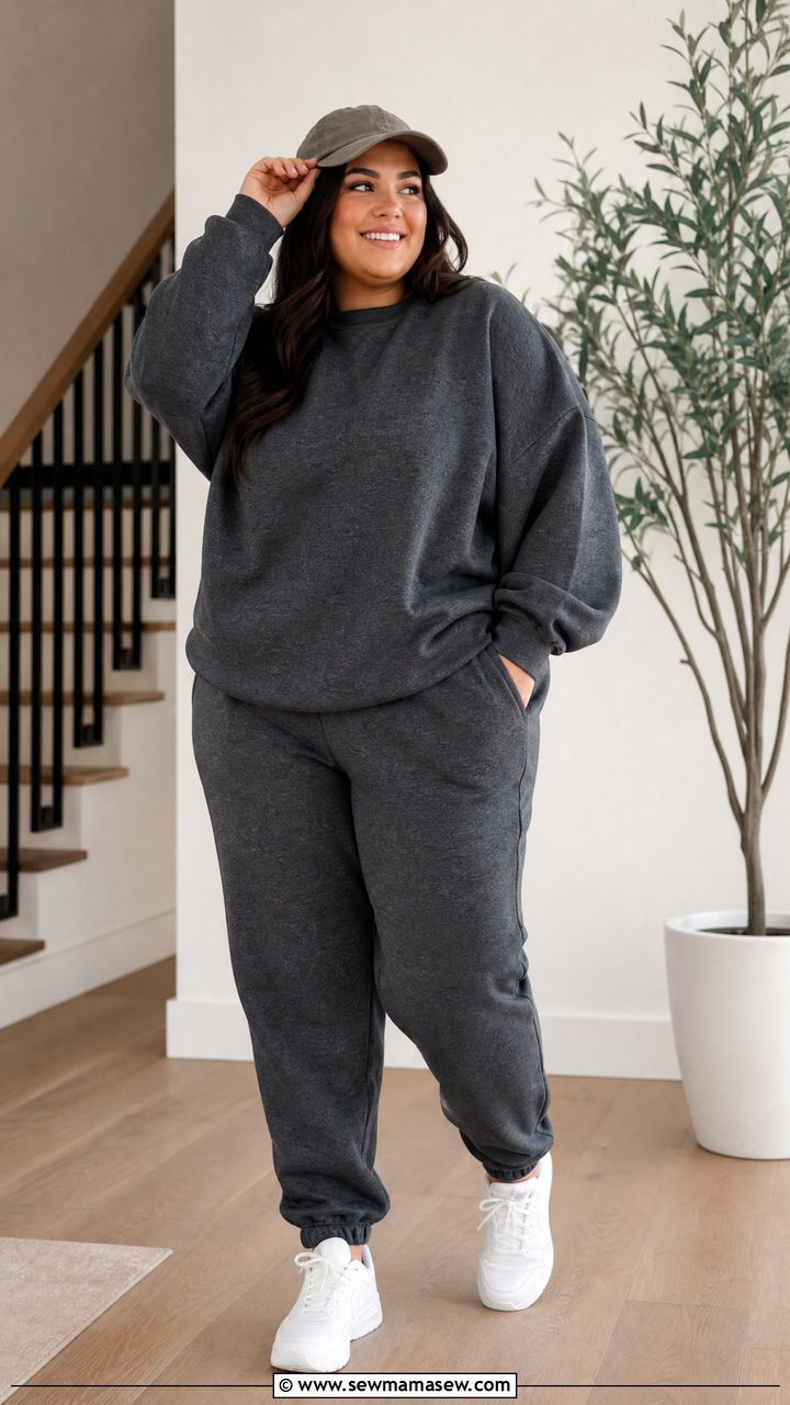 Oversized Sweatshirt and Jogger Set Plus Size - 25 Matching set outfit ideas plus size