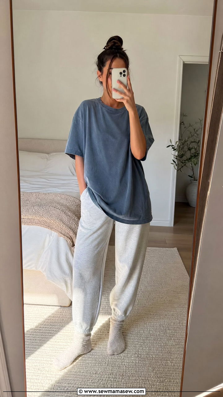 Oversized Tee and Joggers - 25 Cozy sick day outfit ideas