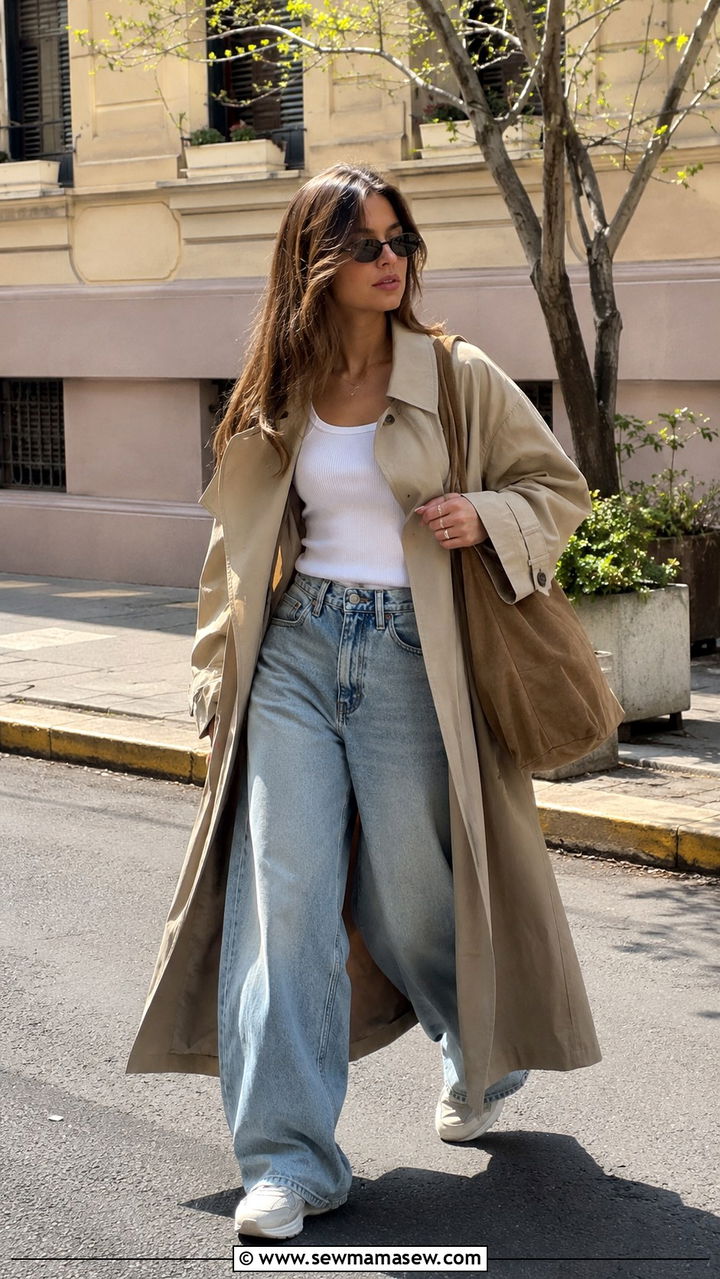 Oversized Trench Coat With Baggy Jeans - 25 trench coat outfits 2026
