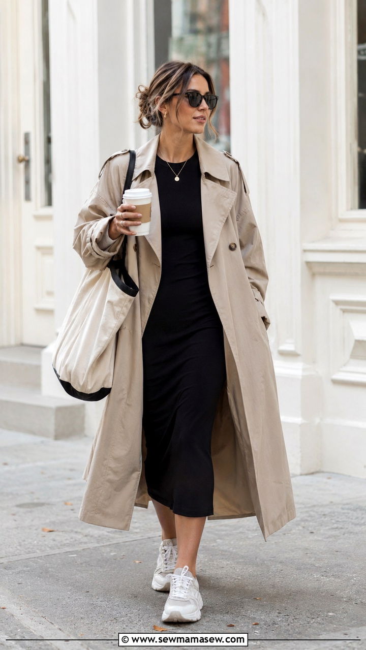 Oversized Trench Coat With Midi Dress Outfit - 25 Midi dress with trench coat outfit ideas