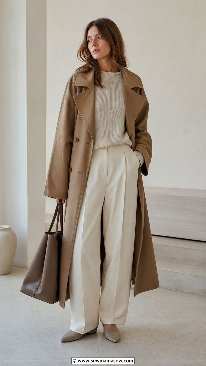 Oversized Trench With Wide Leg Trousers And A Fine Knit - 35 How to style a trench coat