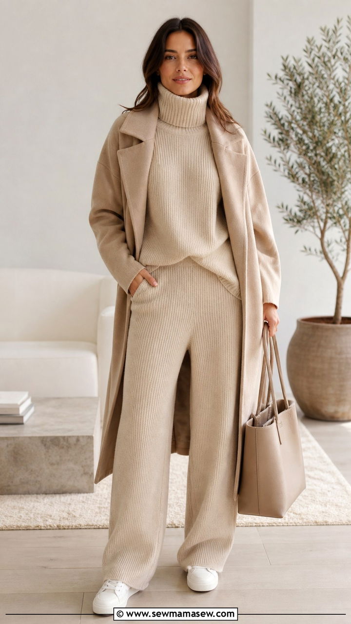 Oversized Turtleneck Matching Knit Set - 40 Oversized turtleneck outfit ideas