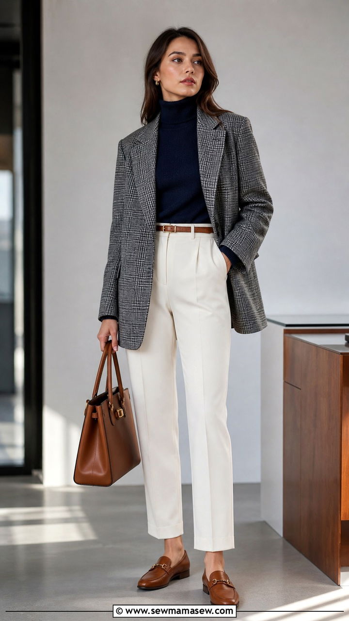 Oversized Turtleneck Under a Blazer - 40 Oversized turtleneck outfit ideas