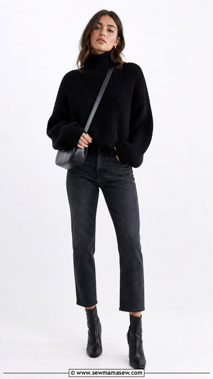 Oversized Turtleneck With Ankle Boots - 40 Oversized turtleneck outfit ideas