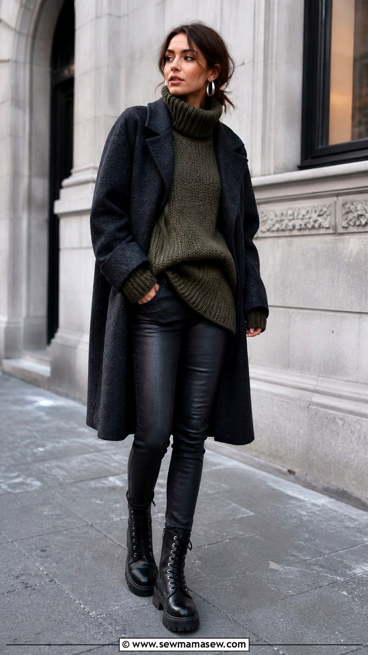 Oversized Turtleneck With Combat Boots - 40 Oversized turtleneck outfit ideas