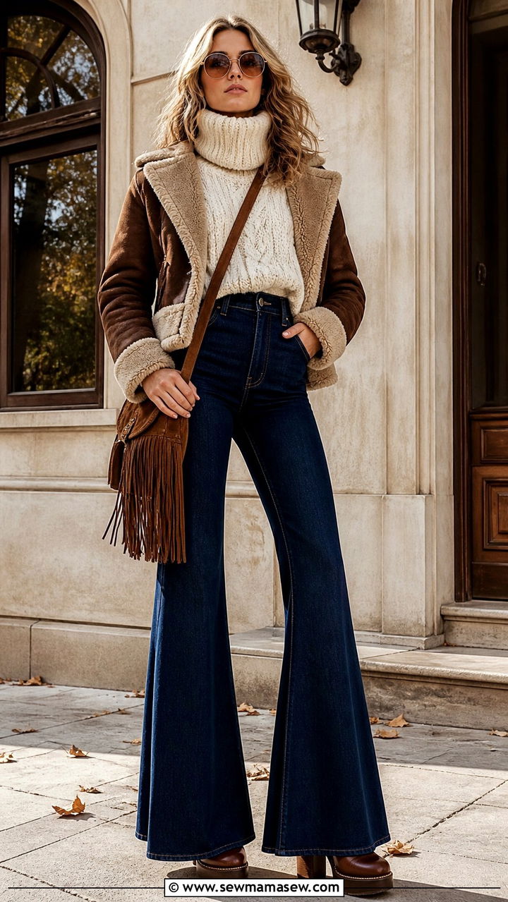 Oversized Turtleneck With Flared Jeans - 40 Oversized turtleneck outfit ideas