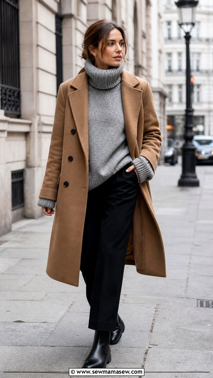 Oversized Turtleneck With a Wool Coat - 40 Oversized turtleneck outfit ideas
