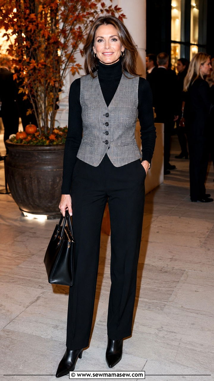 Oversized Waistcoat with Slim Leggings - 30 waistcoat vest outfits for women over 40