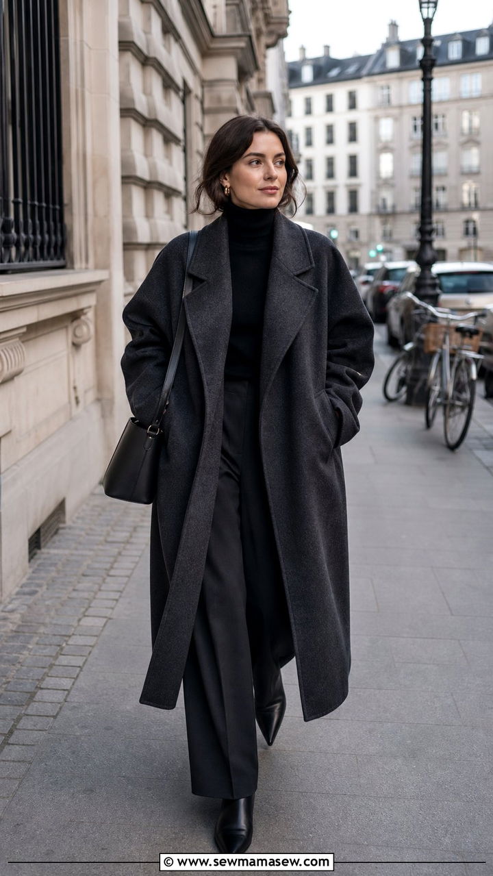 Oversized Wool Coat and Turtleneck Outfit - 25 Copenhagen outfits aesthetic