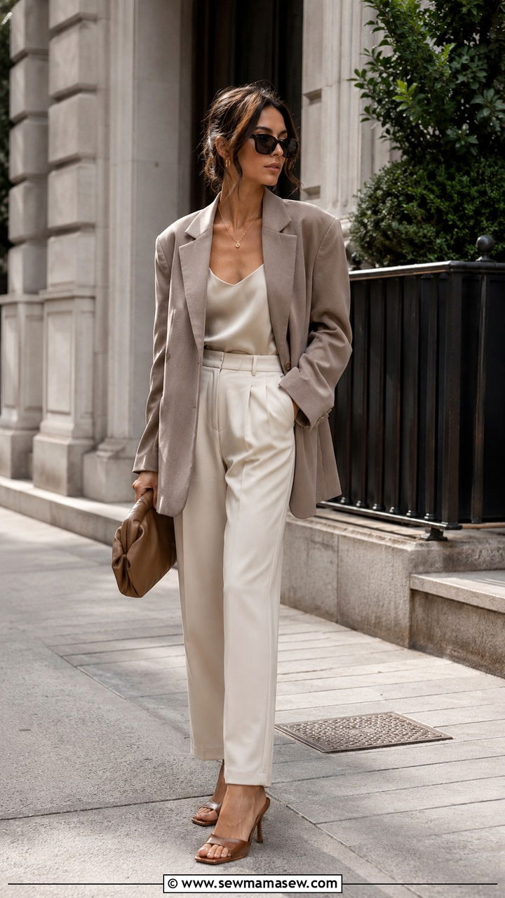 Oversized blazer and baggy trousers outfit - 30 Petite outfit ideas mistakes