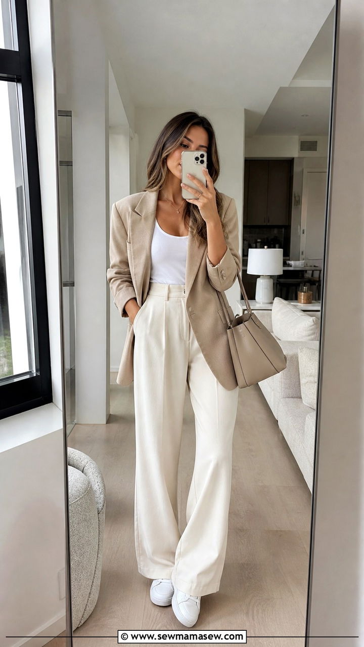 Oversized blazer and wide leg pants spring outfit - 40 Casual spring outfits