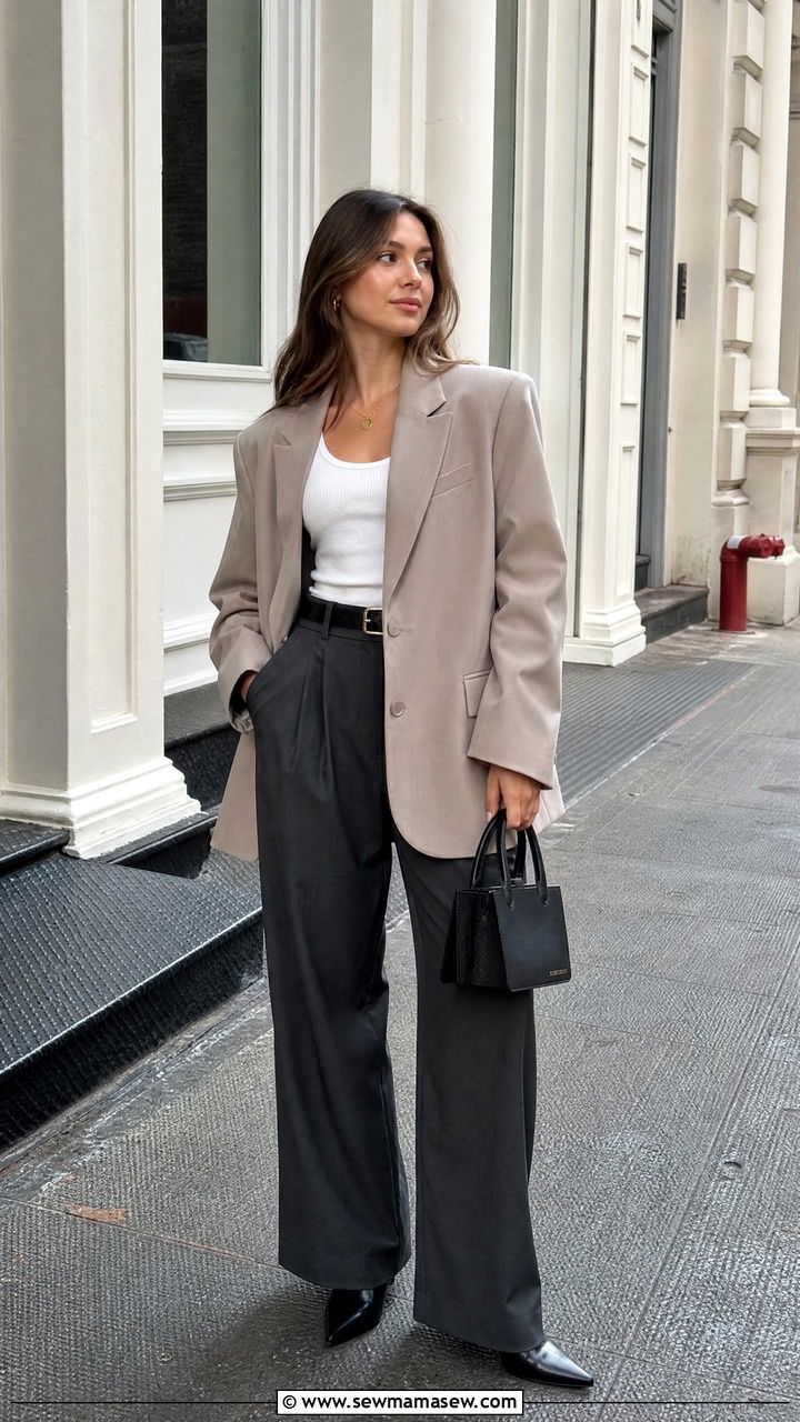 Oversized blazer and wide leg trousers outfit - 25 How to dress in your 20s