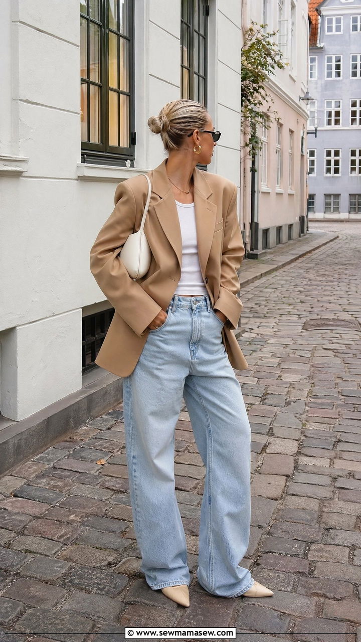 Oversized blazer with baggy jeans outfit - 35 Copenhagen outfits