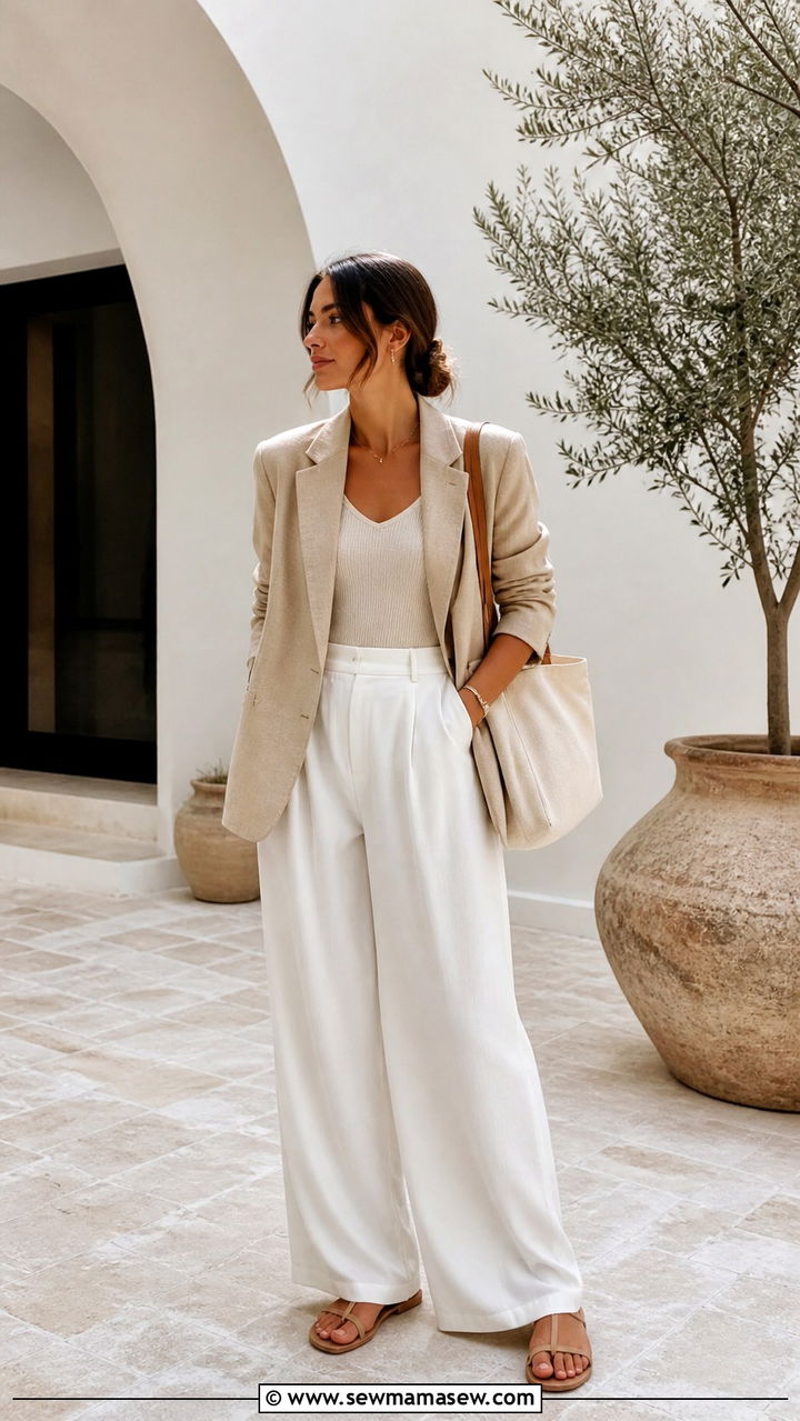 Oversized blazer with straight leg jeans and white sneakers - 40 cute blazer outfits