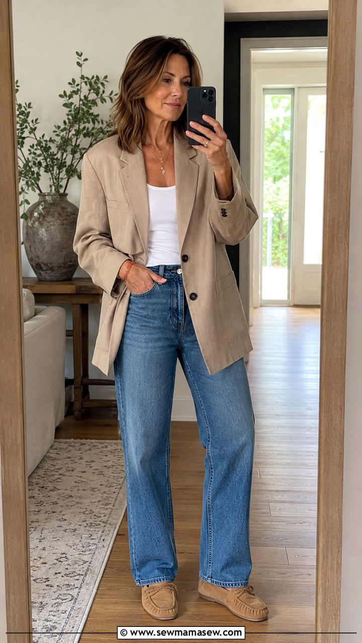 Oversized blazer with straight leg jeans outfit - 30 oversized blazer outfits for women over 40